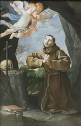 Den hellige Frans tilbeder korset, ca. 1630-40 (olie på lærred)