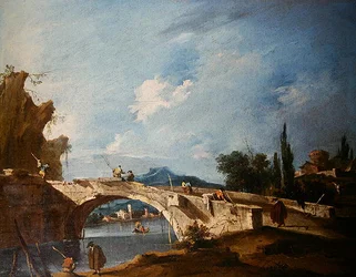A River Landscape (olie på lærred)
