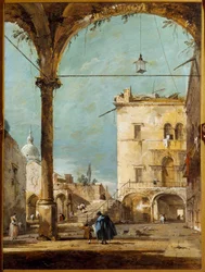 En portik i Venedig Maleri af Francesco Guardi (1712-1793) Paris fra det 18. århundrede, Musee Jacquemart Andre