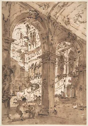 Arkitektonisk capriccio: En paladsgård