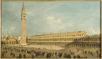 Place Saint Marc, Venedig - Piazza San Marco, Venedig, af Guardi, Francesco (1712-1793). Olie på lærred. Mål: 50x85 cm. Nationalmuseum Stockholm