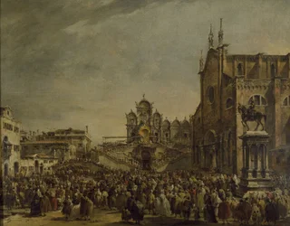 Pave Pius VI velsigner mængden på Campo SS. Giovanni og Paolo, 1700-tallet
