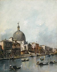 Kirken San Simeone Piccolo på Canal Grande, Venedig (olie på lærred)