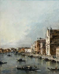 Santa Lucia-kirken ved Canal Grande, Venedig (olie på lærred)