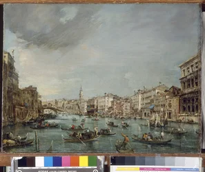 Udsigt over Canal Grande mod Rialto med Palazzo Grimani og Palazzo Manin