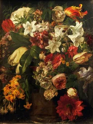 Blomster, af Francesco Hayez (1791-1882), olie på lærred, 51x39,2 cm