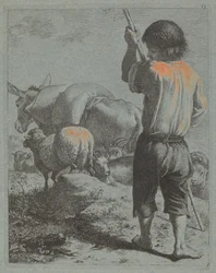 Hyrde med æsel, får og ged