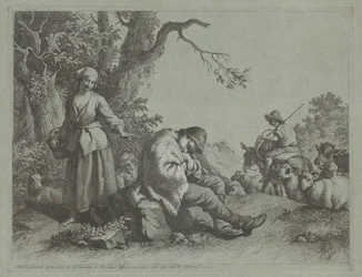 Sovende hyrdedreng og kvinde med et barn, 17591782.