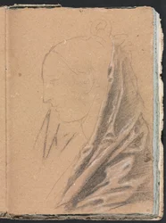 Verona Skitsebog: Kvindehoved med draperi, side 81, 1760.