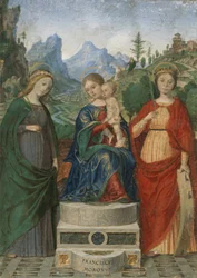 Jomfru og barn på tronen mellem de hellige Cecilia og Catherine af Alexandria, ca. 1510-15.