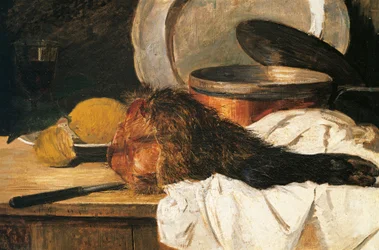Stilleben med et vildsvineben (olie på lærred)