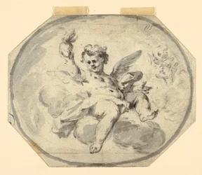 Tegning, design til et malet loft, 1770-1800