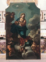 Den ubesmittede undfangelse, maleri på lærred tilskrevet Francesco Solimena (1657-1747), katedralen San Pardo, Larino, Molise, Italien