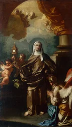 Saint Clare med en engel (olie)