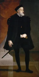 Portræt af kejser Karl V (1500-1558) - Francesco Terzio (Terzi) (ca. 1523-1591). Olie på lærred, ca. 1550. Mål : 204x108 cm. Kunsthistorisk Museum, Vienne