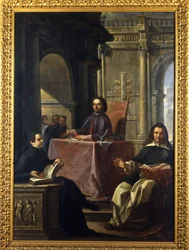 Tvist mellem en jesuite og en dominikaner efter modreformen, maleri af F. Trevisani (1656-1746), Museum of Rome.