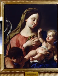 Jomfru og Barn (Jomfru og Barn). Maleri af Francesco Trevisani (1656-1746). Olie på lærred, 76,5 x 69,5 cm. Italiensk kunst, barokstil. Regionalt kunstgalleri, Tambov (Rusland).