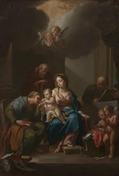 Præsentationsskitse for den hellige familie med de hellige Anne, Joachim og Johannes Døberen..., ca. 172