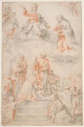Sankt Ansano døber Sieneserne, ca. 1593 (kridt på papir)