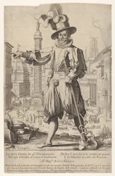 Giovanni Alto Johann Alten, Ioannes Altus stående på Quirinalhøjen i Rom, med ham...,