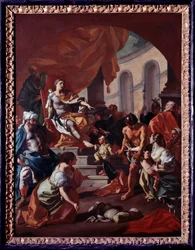 Judgment of Salomon (Judgment of Salomon) Maleri af Francesco de Mura (1696-1782) Museum of the Abbey of Montecassino Italien