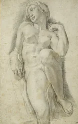 Aurora, efter Michelangelo Buonarroti (sort kridt på hvidt papir)