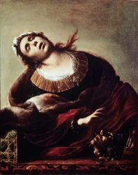 Herodiade med Johannes Døberens hoved Salome overrakte Johannes Døberens hoved til sin mor Herodiade, repræsenteret i ekstase. Maleri af Francesco Cairo (1607-1665) Pinacoteca civica fra det 17. århundrede, Vicenza