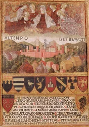 Jomfruen beskytter Siena mod jordskælv i 1466