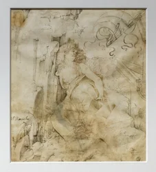 Ung forvirret kvinde på en klippe, kendt som Ippo, ca. 1475 (pen og blæk på pergament)