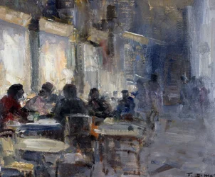 Schmidts café om natten, af Francesco di Marino (1892-1954)