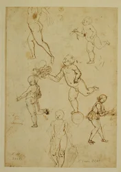 Tre børn; en putto ...