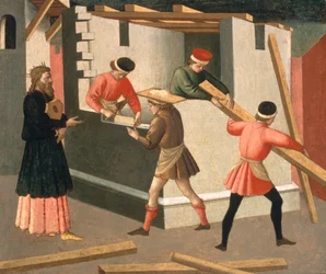 Byggeriet af Jerusalems tempel, ca. 1445 (tempera på panel)