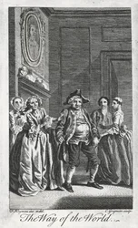 Scene fra The Way of the World, af William Congreve (1670-1729), gravering af Charles Grignon efter en tegning af Francis Hayman i Lincoln