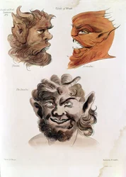 Hoveder af onde dæmoner: Theumis, Asmodeus og inkubussen, illustrationer fra 