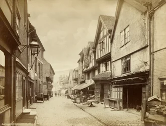 Butcher Row, middelaldergade i Coventry, Warwickshire, c1880