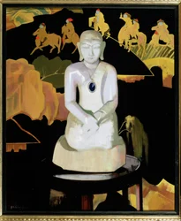 Buddha (sort og guld), ca. 1929-30