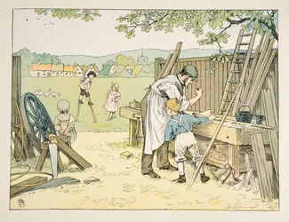 Tømreren, fra Four and Twenty Toilers, pub. 1900 (farvelitografi)