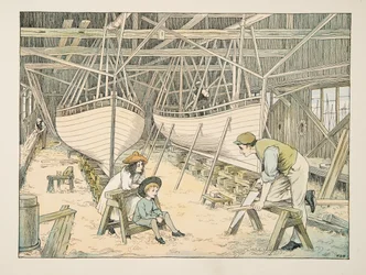 Skibsbyggeren, fra Four and Twenty Toilers, pub. 1900 (farvelitografi)