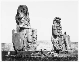 Memnon-kolosserne, Theben, Egypten, 1860