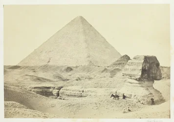 Sfinxen og den store pyramide, Giza, 1857.