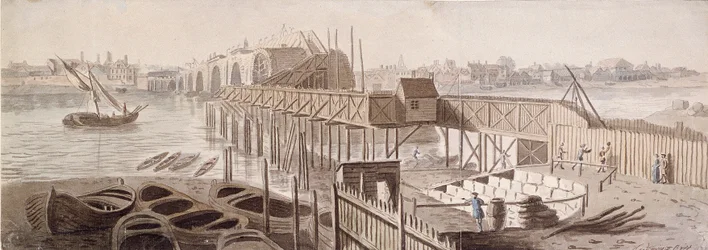 Konstruktion af Blackfriars Bridge, c1762