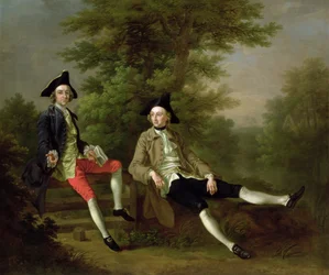 Portræt af David Garrick (1717-79) (venstre) og William Windham af Felbrigg (1717-61) (højre) ca. 1745