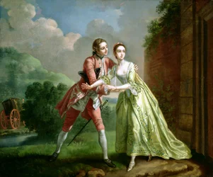 Robert Lovelace forbereder sig på at bortføre Clarissa Harlowe, fra «Clarissa» af Samuel Richardson (1689-1761)
