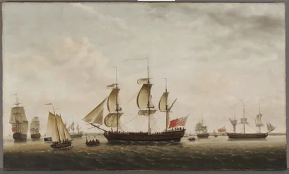 Kaptajn Cooks skibe HMS Resolution og Adventure i Long Reach, 1772