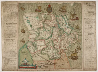 Kort over Ulster (pen og blæk med vask på papir)