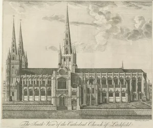 Lichfield Cathedral - South View: radering, og [1800-tallet] (tryk)