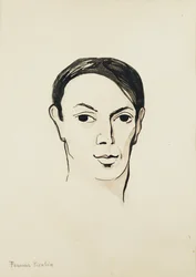 Portræt af Pablo Picasso; Portrait de Pablo Picasso, ca. 1902-1905 (akvarel, pensel og sort blæk og blyant på papir)