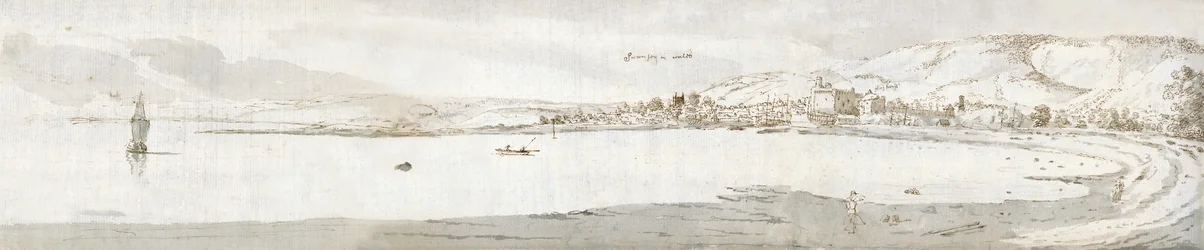 Swansea, ca. 1678 (akvarel og brunt blæk på papir)