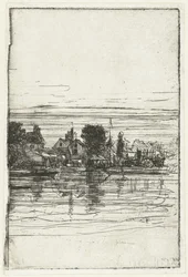 Landsby ved vandet Thames side