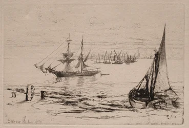 En brig ved anker, 1879.